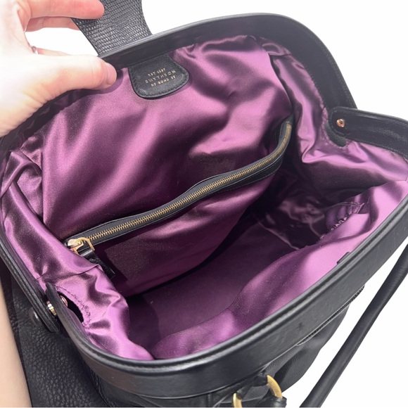 Smythson of Bond Street “Nancy” Genuine Leather Black Gathered Ruched Purse - Picture 7 of 12